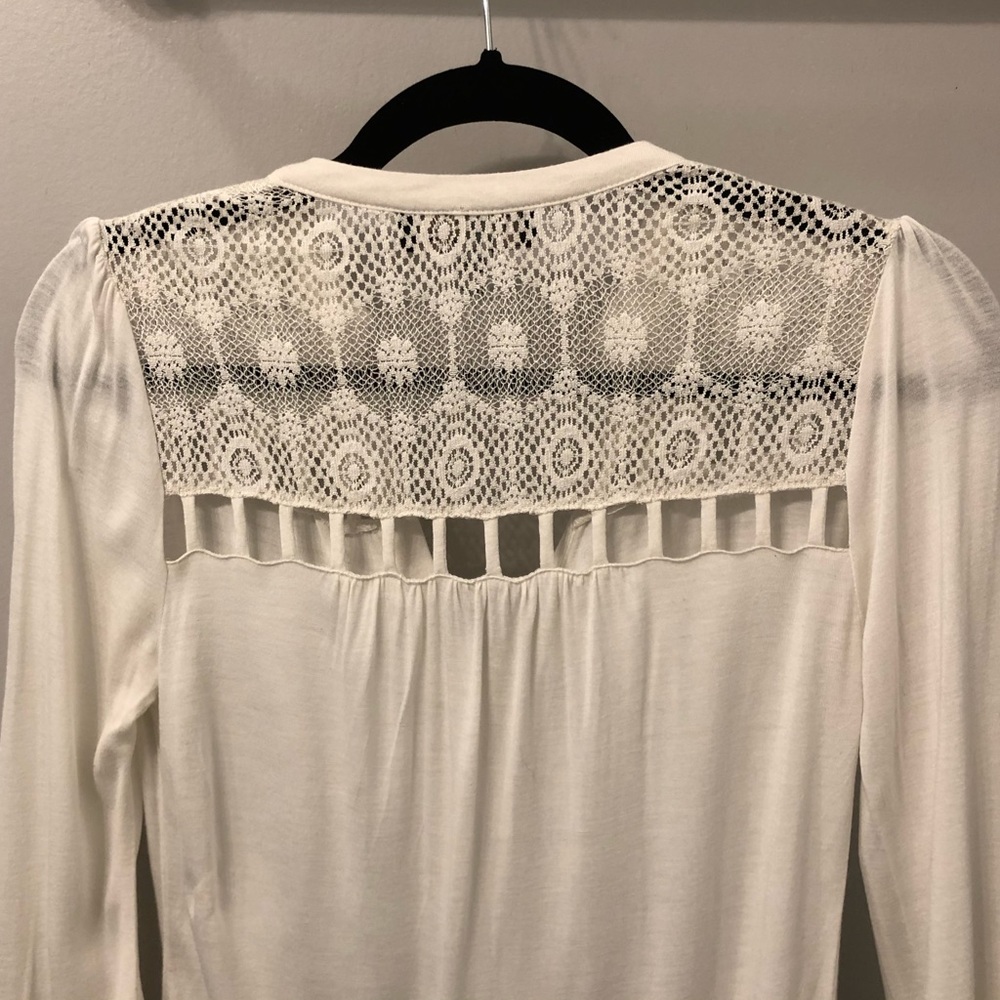 TELA | Crochet Knit White Shirt, XS